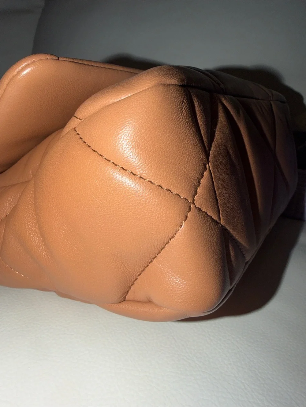 CHANEL 19 Quilted Shoulder Bag in Tan with Gold & Silver Chain medium